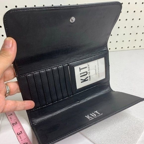 Kut from the Kloth Slim Black and White Striped Tri-Fold Wallet FabFitFun New - Picture 5 of 7